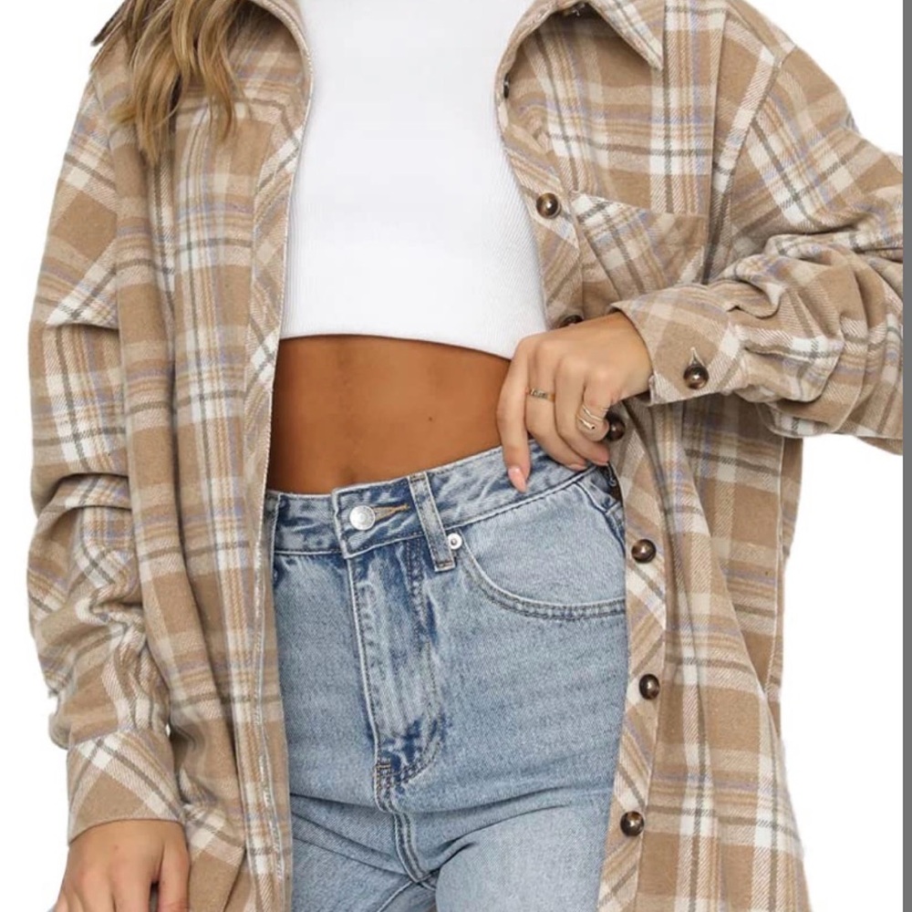Plaid Button Down Shirt in Tan by [Brand]